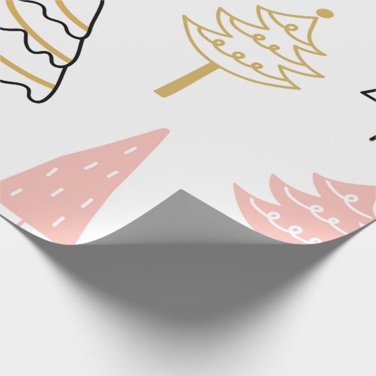 Weihnachtsbaum Pink Gold Geschenkpapier (Ecke)
