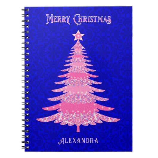Weihnachtsbaum Pink Personalisierte Schneeflocken Notizblock (Vorderseite)
