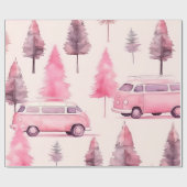 Weihnachtsbaum Pink Vintag Retro Van Geschenkpapier (Flach)