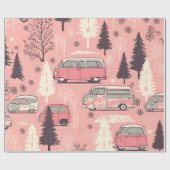 Weihnachtsbaum Pink Vintag Retro Van Geschenkpapier (Flach)