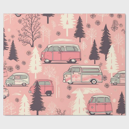 Weihnachtsbaum Pink Vintag Retro Van Geschenkpapier (Flach)