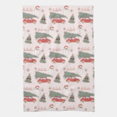 Weihnachtsbaum Pink Vintag Retro Van Geschirrtuch (Vertikal)