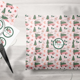 Weihnachtsbaum Pink Vintag Retro Van Seidenpapier