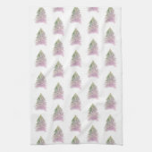Weihnachtsbaum Pink Watercolor Muster Urlaub Geschirrtuch (Vertikal)
