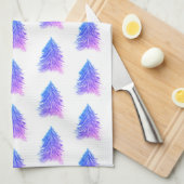 Weihnachtsbaum Pink Watercolor Muster Urlaub Geschirrtuch (Viertel Falte)