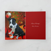 Weihnachtsbaum Pitbuli Welpenhund Feiertagskarte (Innenseite)