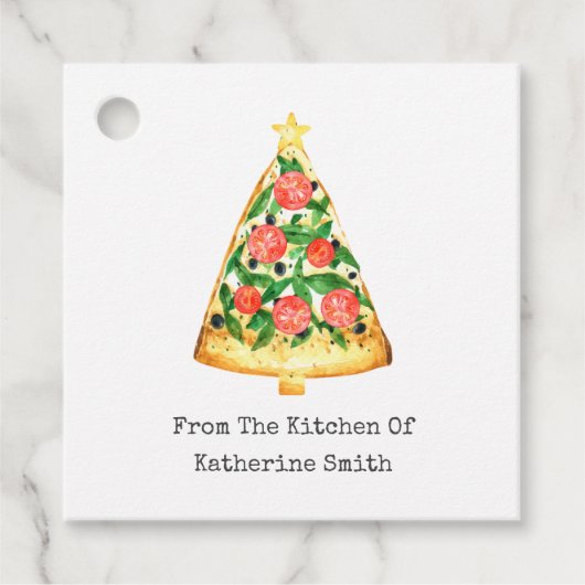 Weihnachtsbaum Pizza Slice aus der Küche von Geschenkanhänger (Vorderseite)