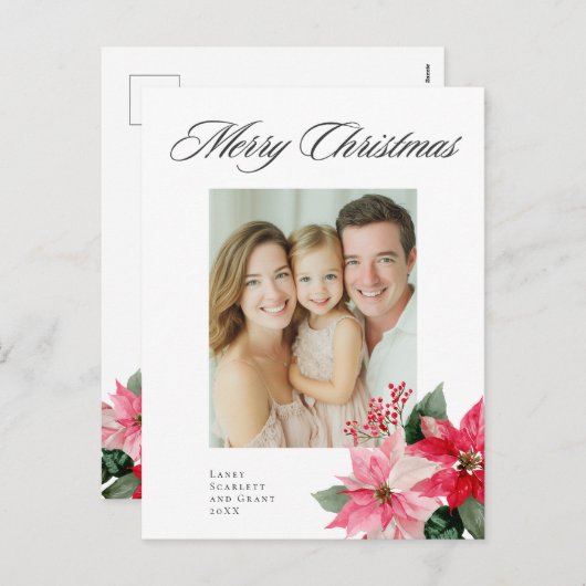 Weihnachtsbaum Poinsettia Design Feiertagspostkarte (Vorne/Hinten)