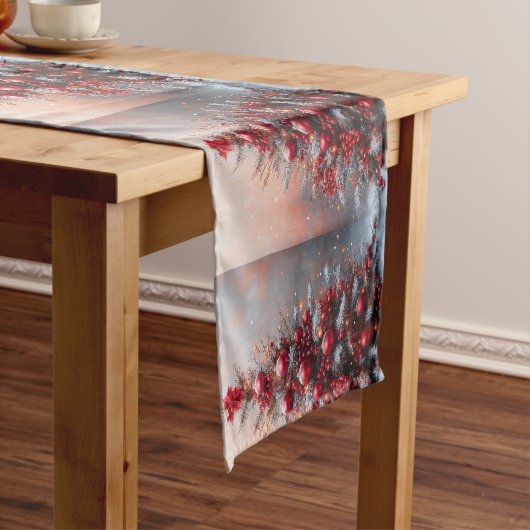 Weihnachtsbaum Poinsettia Winterschnee Kurzer Tischläufer (Beispiel)