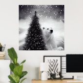 Weihnachtsbaum & Polar-Bär Poster (Heimbüro)