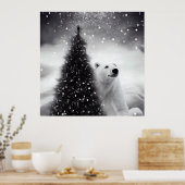 Weihnachtsbaum & Polar-Bär Poster (Küche)