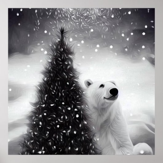 Weihnachtsbaum & Polar-Bär Poster (Vorne)