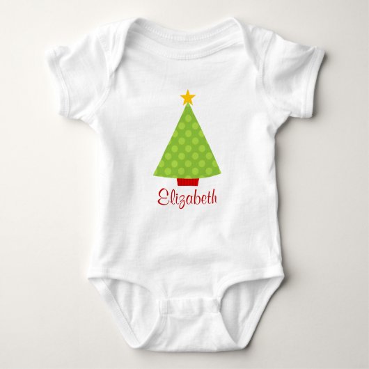 Weihnachtsbaum-Polka-Punkt-Kinder personalisiert Baby Strampler (Vorderseite)