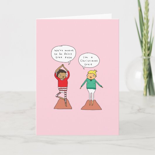 Weihnachtsbaum-Pose | Funny Yoga Christmas Card Feiertagskarte (Vorderseite)