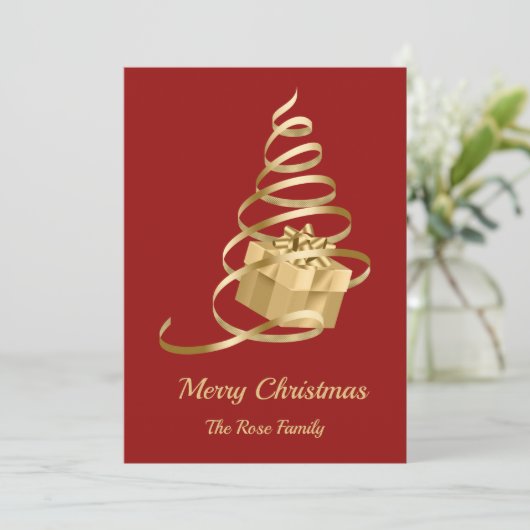 Weihnachtsbaum präsent feiertagskarte (Stehend Vorderseite)