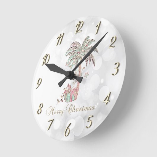 Weihnachtsbaum, präsent, String Lights, Bokeh Runde Wanduhr (Winkel)