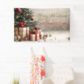 Weihnachtsbaum präsentiert Bokeh Frohe Weihnachten Banner (Insitu)