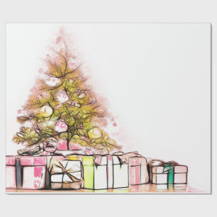 Weihnachtsbaum präsentiert Ferien Geschenkpapier