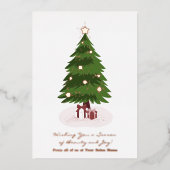 Weihnachtsbaum präsentiert Foil Accents Urlaubskar Folieneinladung (Vorderseite)