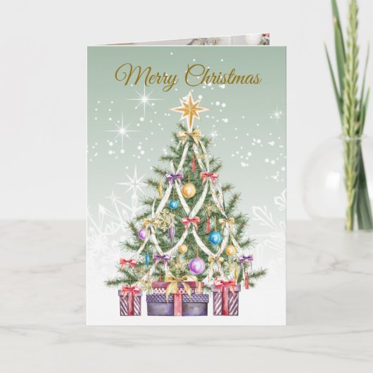 Weihnachtsbaum, präsentiert Foto Feiertagskarte (Vorderseite)