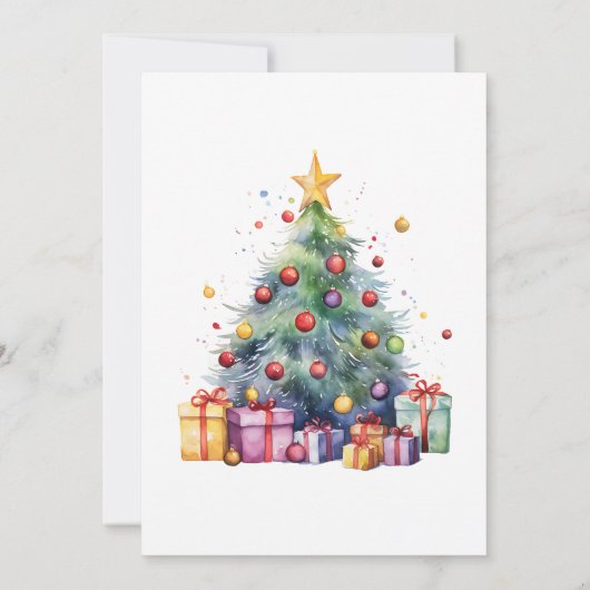 Weihnachtsbaum präsentiert grünes Party Einladung (Rückseite)