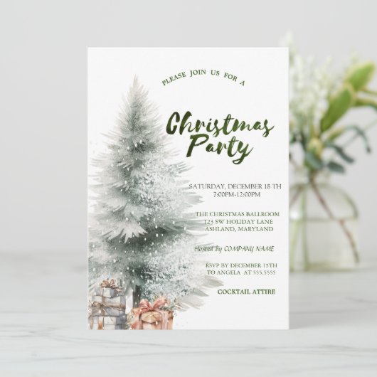 Weihnachtsbaum,Präsentiert Schnee Weihnachten Part Einladung (Stehend Vorderseite)