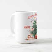 Weihnachtsbaum präsentiert weiße Mama und Vater Kaffeetasse (Vorderseite Links)