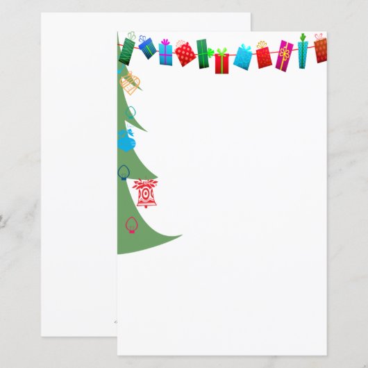 Weihnachtsbaum & Presents Stationery (Matching) (Vorne/Hinten)