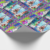 Weihnachtsbaum-psychedelische Collage Geschenkpapier (Ecke)