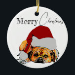 Weihnachtsbaum Puggle Ornament<br><div class="desc">Weihnachten Ich Liebe mein Puggle Weihnachtsbaum Ornament</div>