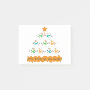 Weihnachtsbaum-Pyramide aus Weihnachtsmann-Schneef Post-it Klebezettel