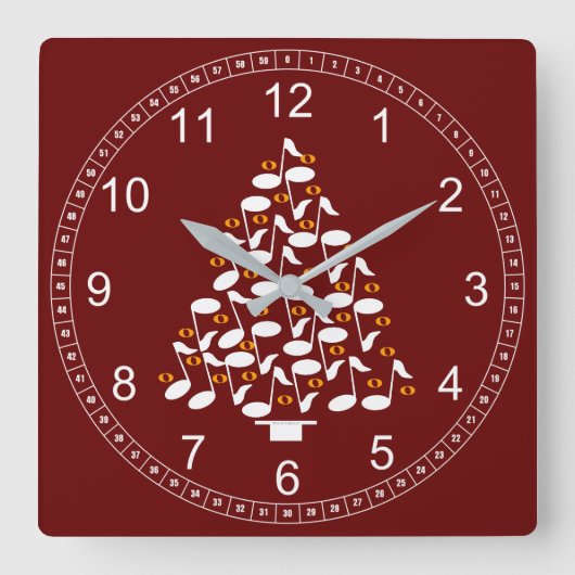 Weihnachtsbaum Quadratische Wanduhr (Vorderseite)
