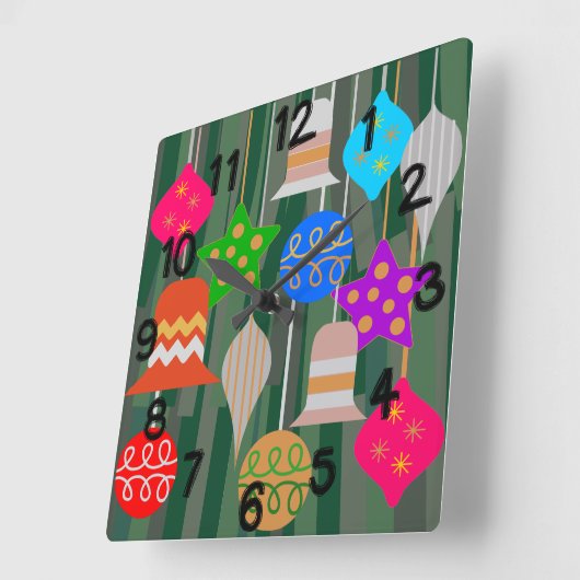 Weihnachtsbaum Quadratische Wanduhr (Winkel)