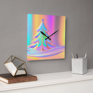 Weihnachtsbaum Quadratische Wanduhr