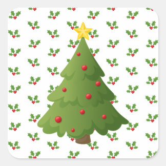 Weihnachtsbaum Quadratischer Aufkleber
