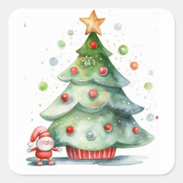 Weihnachtsbaum Quadratischer Aufkleber