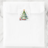Weihnachtsbaum Quadratischer Aufkleber (Tasche)