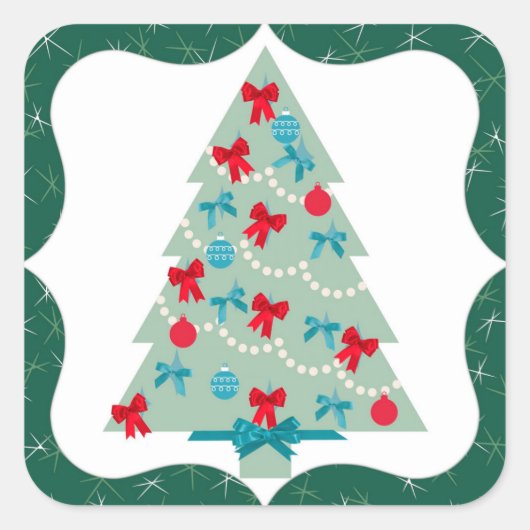 Weihnachtsbaum Quadratischer Aufkleber (Vorderseite)