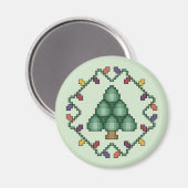 Weihnachtsbaum Quilt Square Cross Stitch Muster Magnet (Vorderseite/Rückseite)
