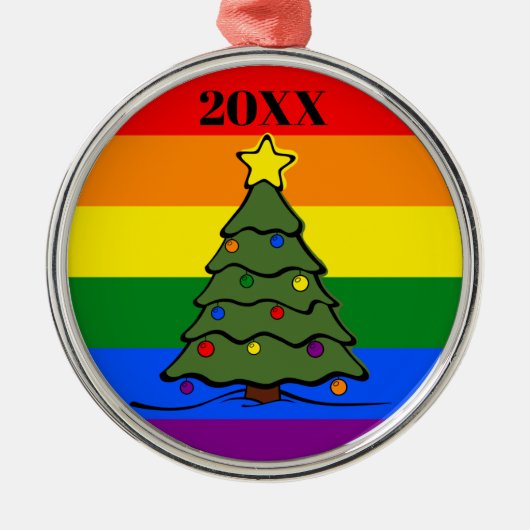 Weihnachtsbaum | Rainbow Ornament | Nachricht Aus Metall (Vorne)