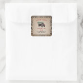 Weihnachtsbaum Ranch Santa Bison Burlap Quadratischer Aufkleber (Tasche)