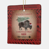 Weihnachtsbaum Ranch Santa Bison Geometric Keramikornament (Links)