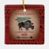 Weihnachtsbaum Ranch Santa Bison Geometric Keramikornament (Vorderseite)