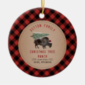 Weihnachtsbaum Ranch Santa Buffalo Rustikal Karier Keramik Ornament (Vorne)