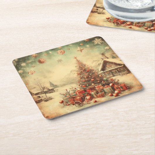 Weihnachtsbaum Rechteckiger Pappuntersetzer (angewinkelt)