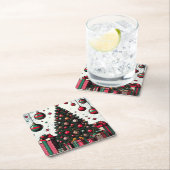 Weihnachtsbaum Rechteckiger Pappuntersetzer (Vor Ort)