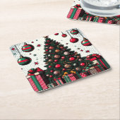 Weihnachtsbaum Rechteckiger Pappuntersetzer (angewinkelt)