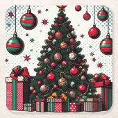 Weihnachtsbaum Rechteckiger Pappuntersetzer (Vorderseite)