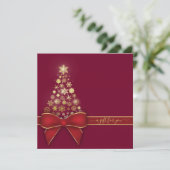 Weihnachtsbaum Red Bow Gold Snowflakes Geschenkkar (Stehend Vorderseite)