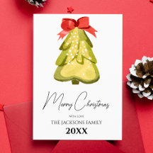 Weihnachtsbaum Red Bow Holiday Grußkarte